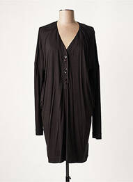 Robe mi-longue manches longues manches longues noir LAUREN VIDAL femme