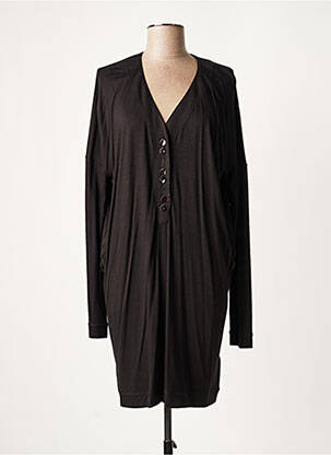Robe mi-longue manches longues manches longues noir LAUREN VIDAL femme