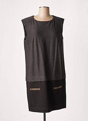 Robe courte fermeture zippée au dos manches courtes gris LAUREN VIDAL femme