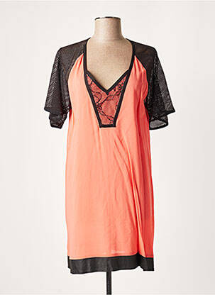 Robe courte fermeture zippée au dos manches courtes orange LAUREN VIDAL femme