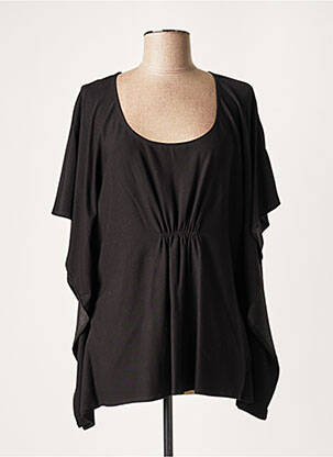 Tunique manches courtes tissage jersey noir LAUREN VIDAL femme