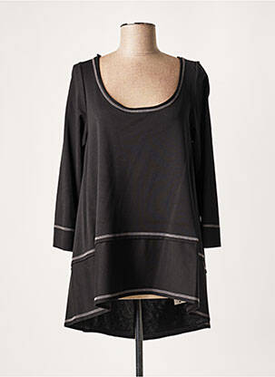 Tunique manches longues tissage crêpe noir LAUREN VIDAL femme