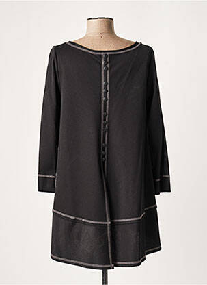 Tunique manches longues tissage crêpe noir LAUREN VIDAL femme