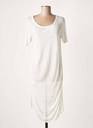 Robe mi-longue manches courtes manches courtes beige LAUREN VIDAL femme