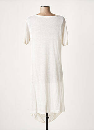 Robe mi-longue manches courtes manches courtes beige LAUREN VIDAL femme