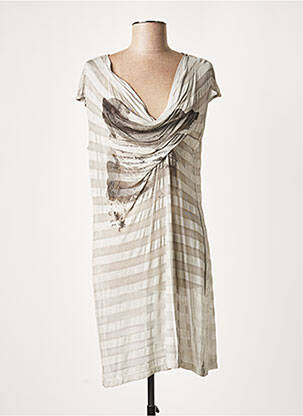 Robe courte manches courtes manches courtes gris LAUREN VIDAL femme