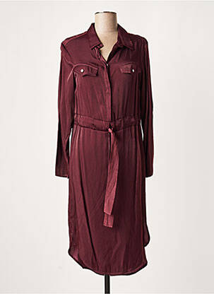 Robe mi-longue manches longues manches longues rouge LAUREN VIDAL femme