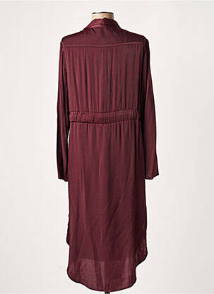 Robe mi-longue coupe fluide manches longues rouge LAUREN VIDAL femme