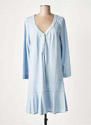 Robe mi-longue manches longues manches longues bleu LAUREN VIDAL femme