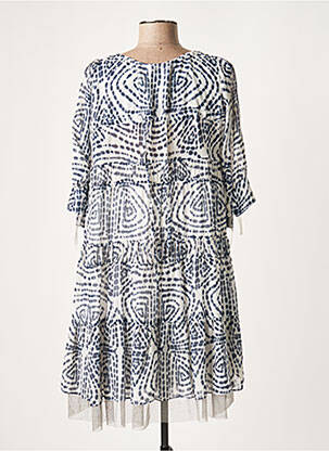 Robe mi-longue manches 3/4 manches 3/4 gris LAUREN VIDAL femme