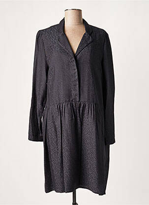 Robe mi-longue coupe évasée manches longues noir LAUREN VIDAL femme