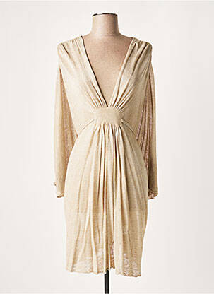 Robe mi-longue manches 3/4 manches 3/4 beige LAUREN VIDAL femme
