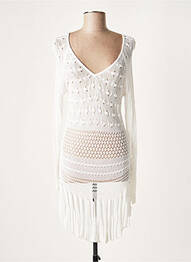 Robe mi-longue manches longues manches longues blanc LAUREN VIDAL femme