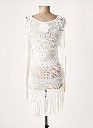 Robe mi-longue manches longues manches longues blanc LAUREN VIDAL femme