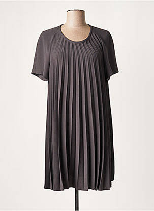 Robe courte fermeture zippée au dos manches courtes gris LAUREN VIDAL femme