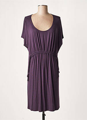 Robe mi-longue manches courtes manches courtes violet LAUREN VIDAL femme