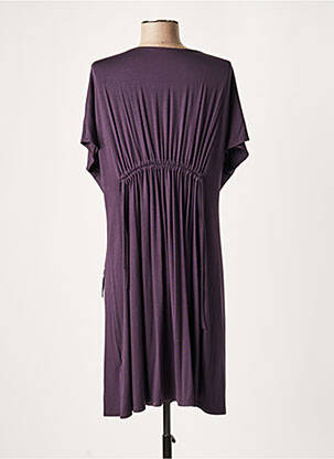 Robe mi-longue manches courtes manches courtes violet LAUREN VIDAL femme