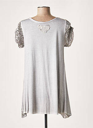 Tunique manches courtes col v gris LAUREN VIDAL femme