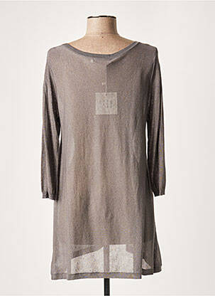 Pull tunique stretch manches 3/4 gris LAUREN VIDAL femme