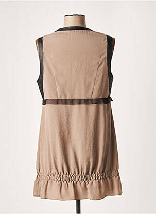 Tunique sans manche tissage crêpe marron LAUREN VIDAL femme