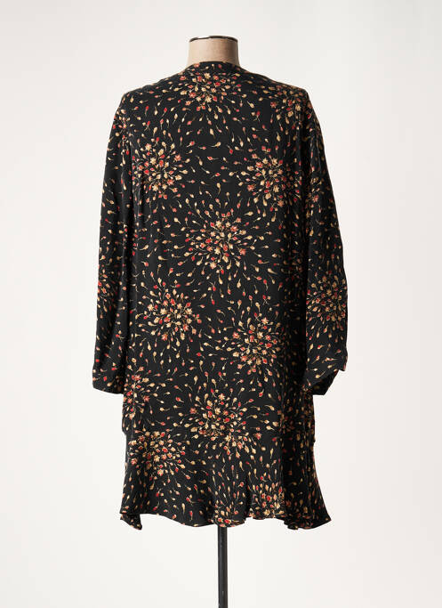 Robe courte imprimé fleurs manches longues noir LAUREN VIDAL femme