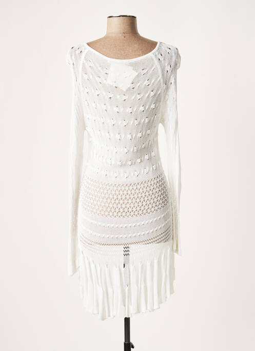 Robe mi-longue manches longues manches longues blanc LAUREN VIDAL femme