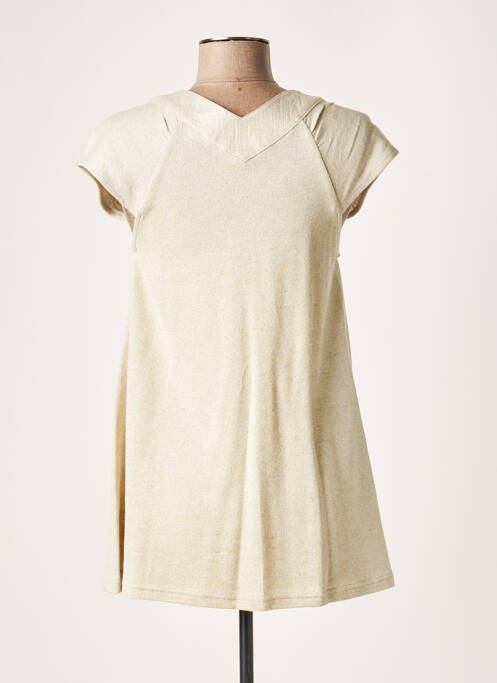 Pull tunique beige LAUREN VIDAL pour femme