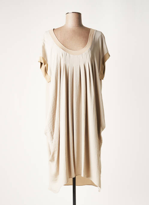 Robe mi-longue beige LAUREN VIDAL pour femme