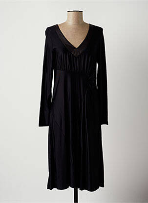 Robe mi-longue manches longues manches longues noir LAUREN VIDAL femme