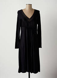 Robe mi-longue manches longues manches longues noir LAUREN VIDAL femme