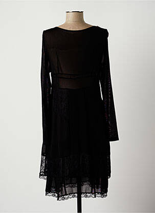 Robe mi-longue coupe fluide manches longues noir LAUREN VIDAL femme