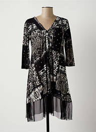 Robe mi-longue coupe fluide manches 3/4 noir LAUREN VIDAL femme