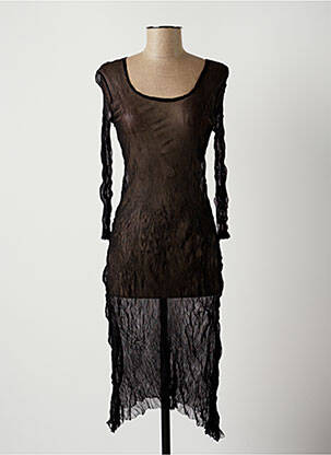 Robe mi-longue manches 3/4 manches 3/4 noir LAUREN VIDAL femme