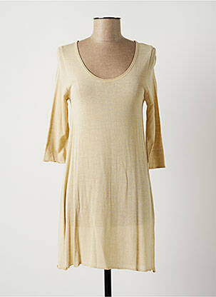 Robe courte manches 3/4 manches 3/4 beige LAUREN VIDAL femme