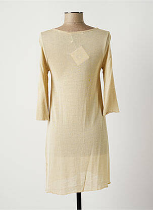 Robe courte manches 3/4 manches 3/4 beige LAUREN VIDAL femme