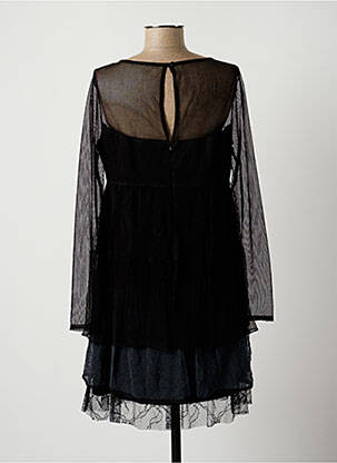 Robe courte coupe évasée manches longues noir LAUREN VIDAL femme