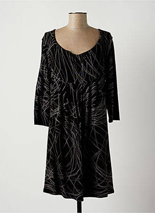 Robe mi-longue manches 3/4 manches 3/4 noir LAUREN VIDAL femme