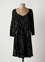 Robe mi-longue manches 3/4 manches 3/4 noir LAUREN VIDAL femme