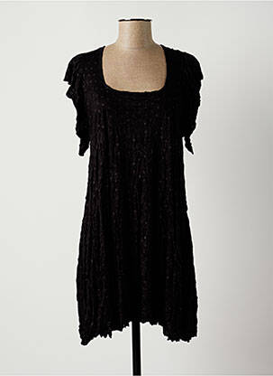 Robe mi-longue manches courtes manches courtes noir LAUREN VIDAL femme