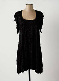Robe mi-longue manches courtes manches courtes noir LAUREN VIDAL femme