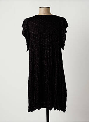 Robe mi-longue manches courtes manches courtes noir LAUREN VIDAL femme