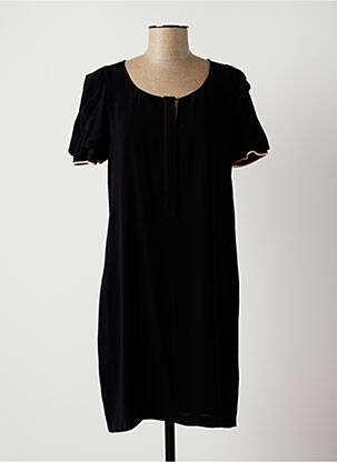 Robe mi-longue coupe fluide manches courtes noir LAUREN VIDAL femme