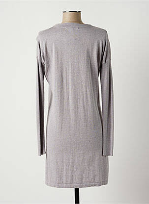 Pull tunique tissage chiné manches longues gris LAUREN VIDAL femme