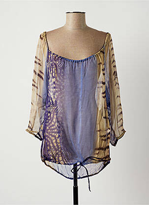 Blouse légère et transparente manches 3/4 violet LAUREN VIDAL femme
