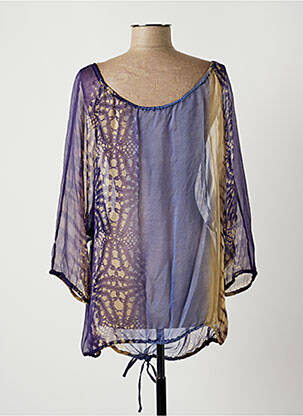 Blouse légère et transparente manches 3/4 violet LAUREN VIDAL femme