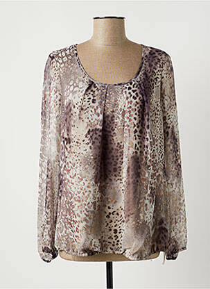 Blouse légère et transparente manches longues gris LAUREN VIDAL femme