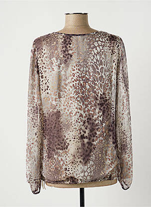 Blouse légère et transparente manches longues gris LAUREN VIDAL femme