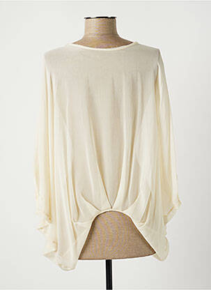 Blouse légère et transparente manches 3/4 beige LAUREN VIDAL femme
