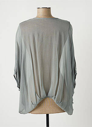 Blouse légère et transparente manches 3/4 bleu LAUREN VIDAL femme