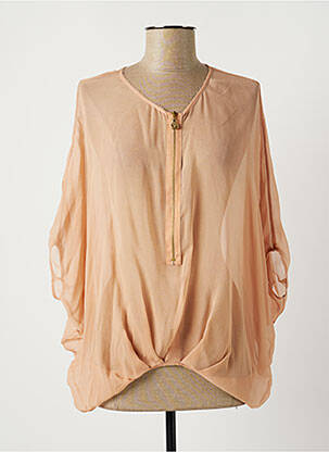Blouse légère et transparente manches 3/4 rose LAUREN VIDAL femme